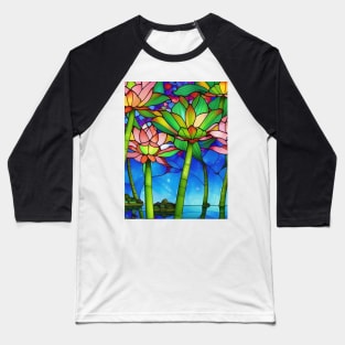 Stained Glass Waterlily Baseball T-Shirt